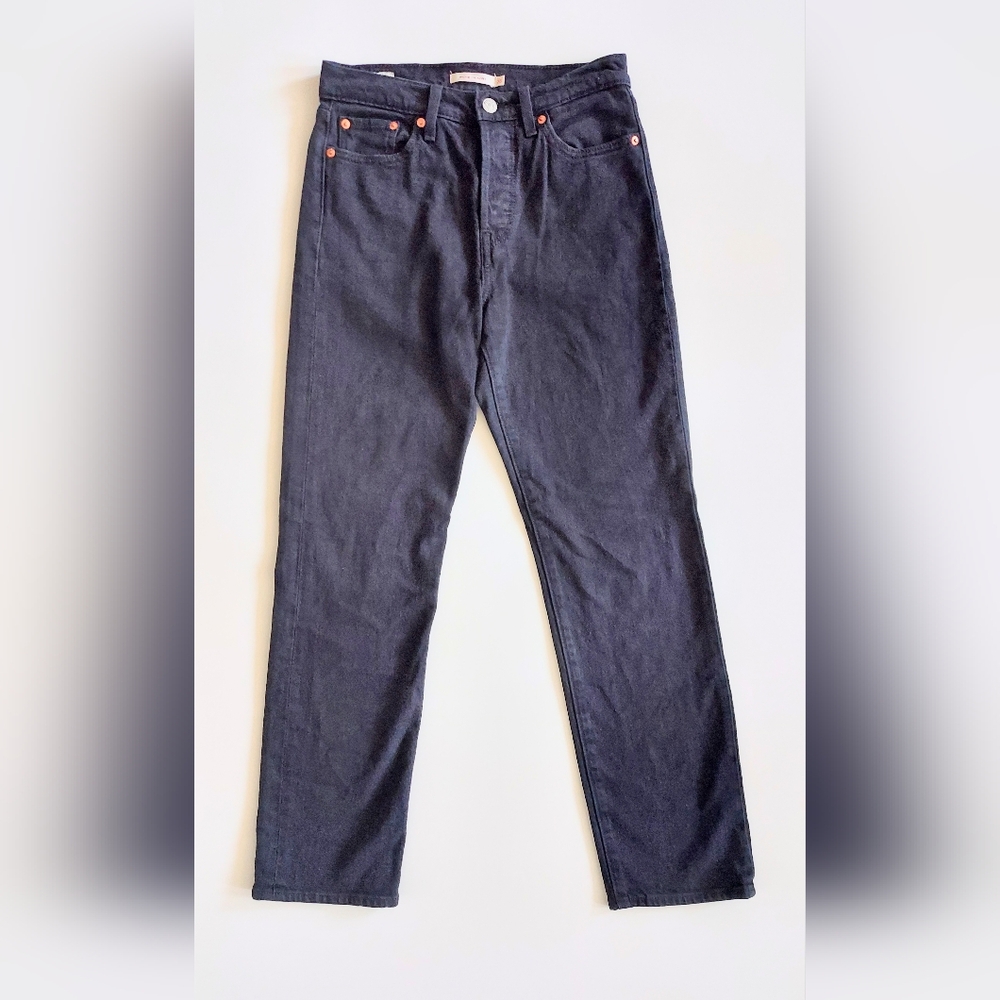 Levi's Premium High Rise Wedgie Straight Leg Jeans Black Womens Size US 2 EU 26